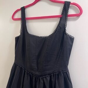 WAYF Fit and Flare Black Midi Dress